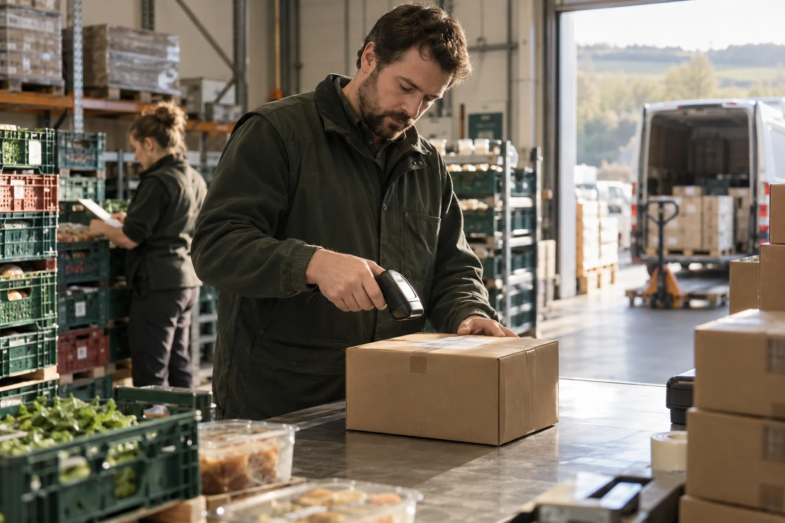 A food wholesale team preparing parcels for dispatch